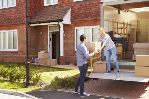 Office relocation service in Canary Wharf with movers and equipment