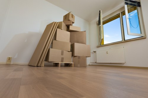 Professional moving truck loaded with household items for a Canary Wharf move