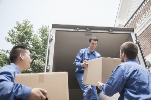 Commercial movers handling office relocation services in Canary Wharf
