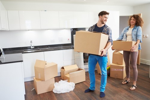 Packing supplies and boxes prepared for a Canary Wharf relocation