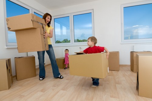 Professional furniture removal service preparing items for a Canary Wharf move