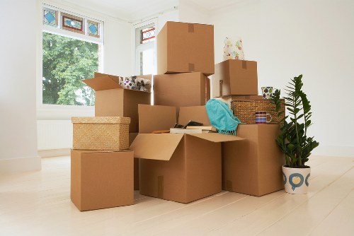 Securely stacked items inside a moving van