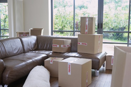 Moving van outside a Canary Wharf residential tower for student removals