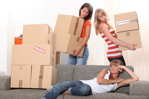 Furniture disassembly and logistics during an office move in Canary Wharf