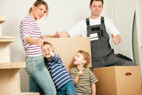 Packing office equipment and furniture for a Canary Wharf move